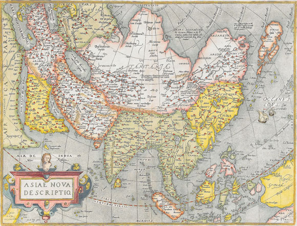 Старинная карта Азии (1584)