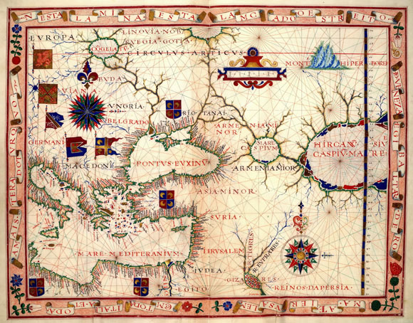 Старинная карта Средней Азии (1570)