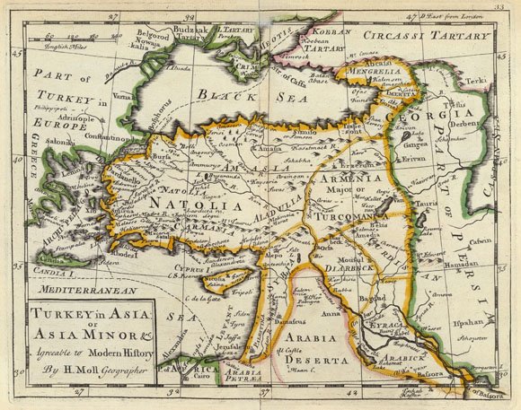 Древняя карта Турции (1736)