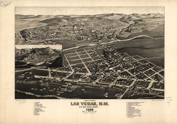 Старинная карта города Лас-Вегас (1882)