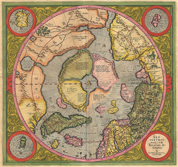 Старинная карта Арктики (Северный полюс) 17 век