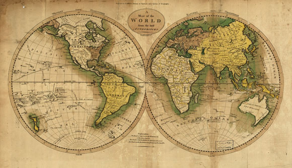 Старинная карта мира (1795)