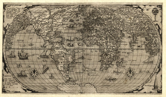Старинная карта мира от Антонио Лафрери (1560)