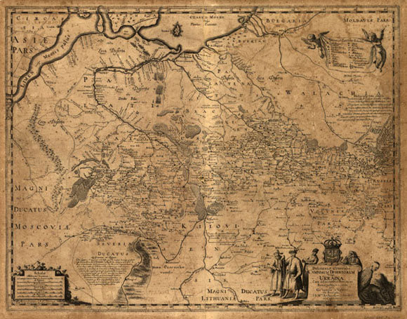 Старинная карта Украины (1648) карта Боплана