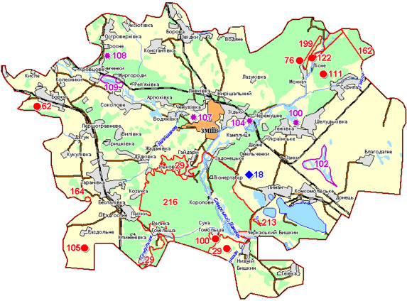 Карта природно-заповідного фонду Зміївського району